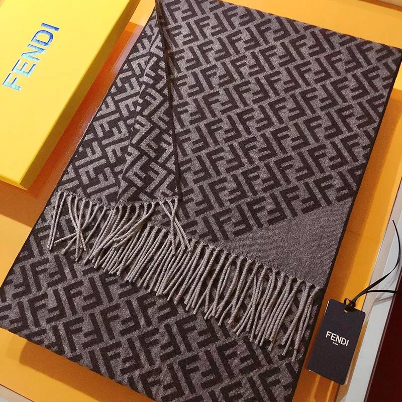 Fendi FF Scarf In Wool Grey 0118 HOT SALE