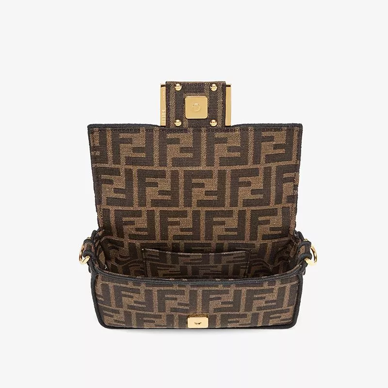 Cheap Fendi Mini Baguette Bag In FF Motif Fabric Brown 0117 HOT SALE