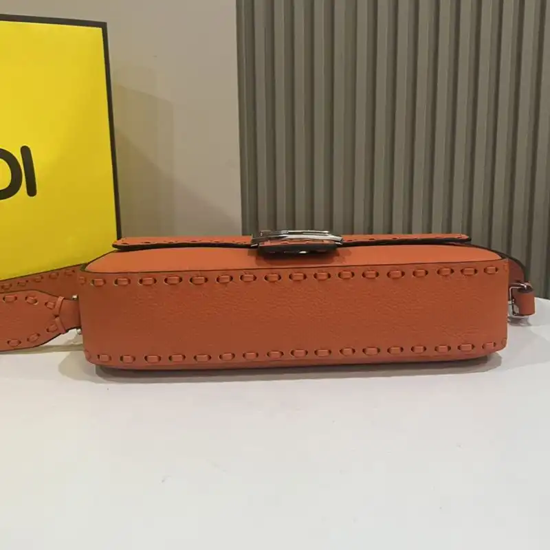 Cheap Fendi Medium Baguette Selleria Bag In Cuoio Romano Leather Orange 0124 HOT SALE