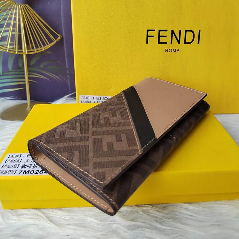 Affordable Fendi Continental Wallet In FF Motif Fabric Brown Black 0116 HOT SALE