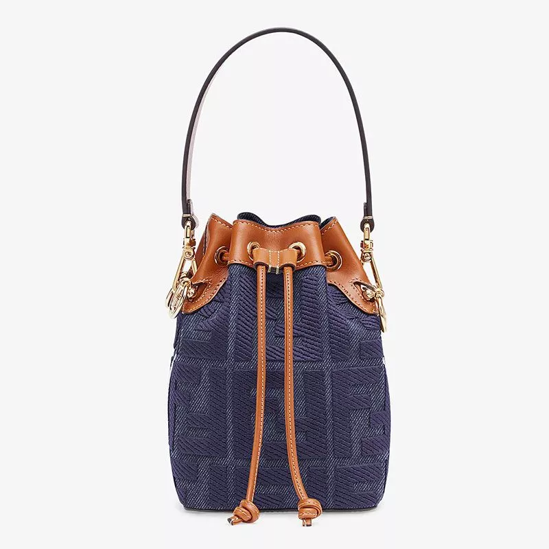 Fendi Mini Mon Tresor Bucket Bag In FF Motif Canvas Blue 0117 HOT SALE