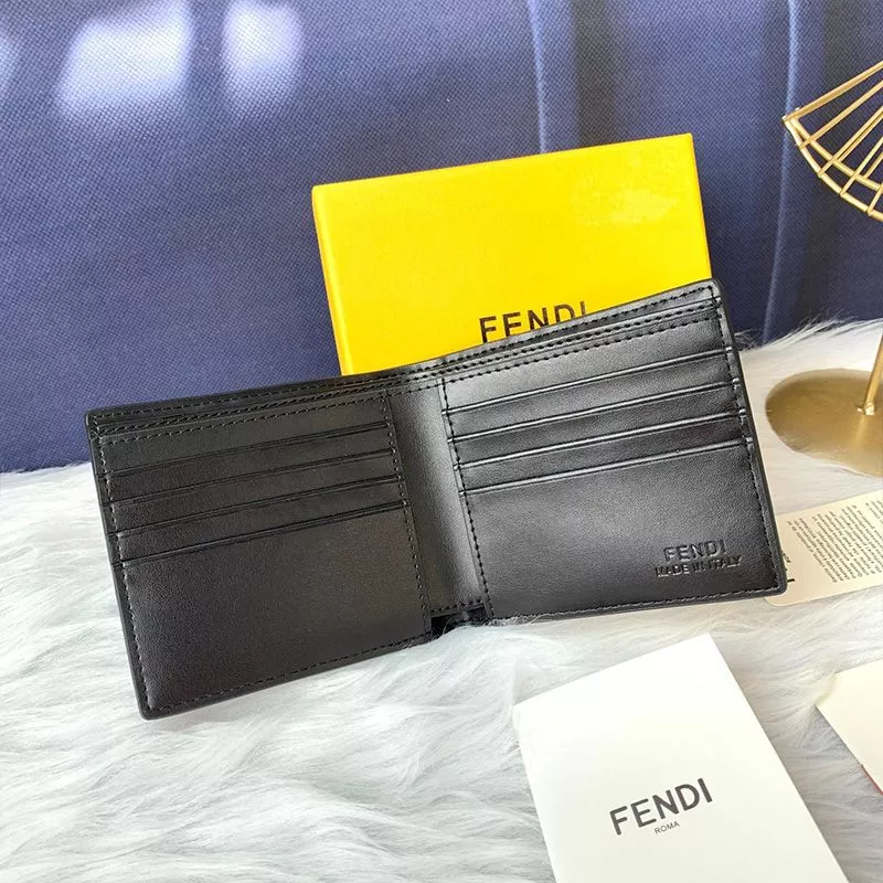 Cheap Fendi Bi-fold Wallet In FF Motif Nappa Leather Coffee 0116 HOT SALE