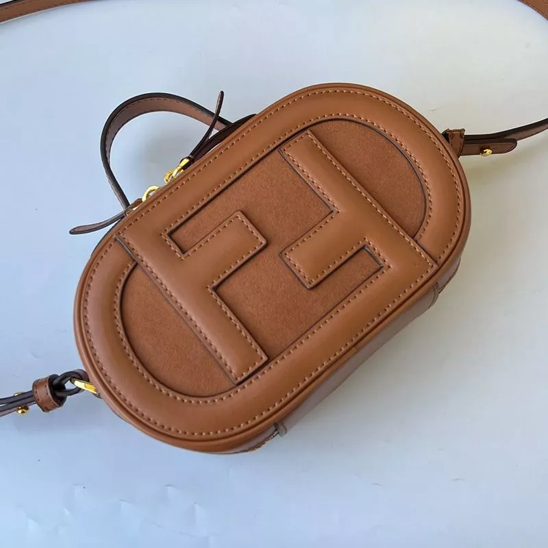 Cheap Fendi Mini O'Lock Camera Case In Calf Leather Brown 0117 HOT SALE