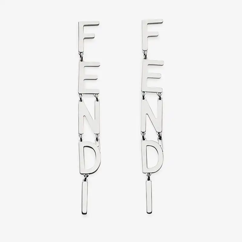 Fendi Fendigraphy Drop Earrings In Metal Palladium 0125 HOT SALE