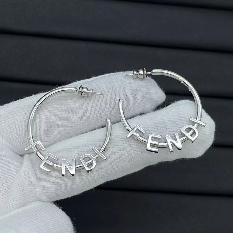 Fendi Fendigraphy Hoop Earrings In Metal Palladium 0115 HOT SALE