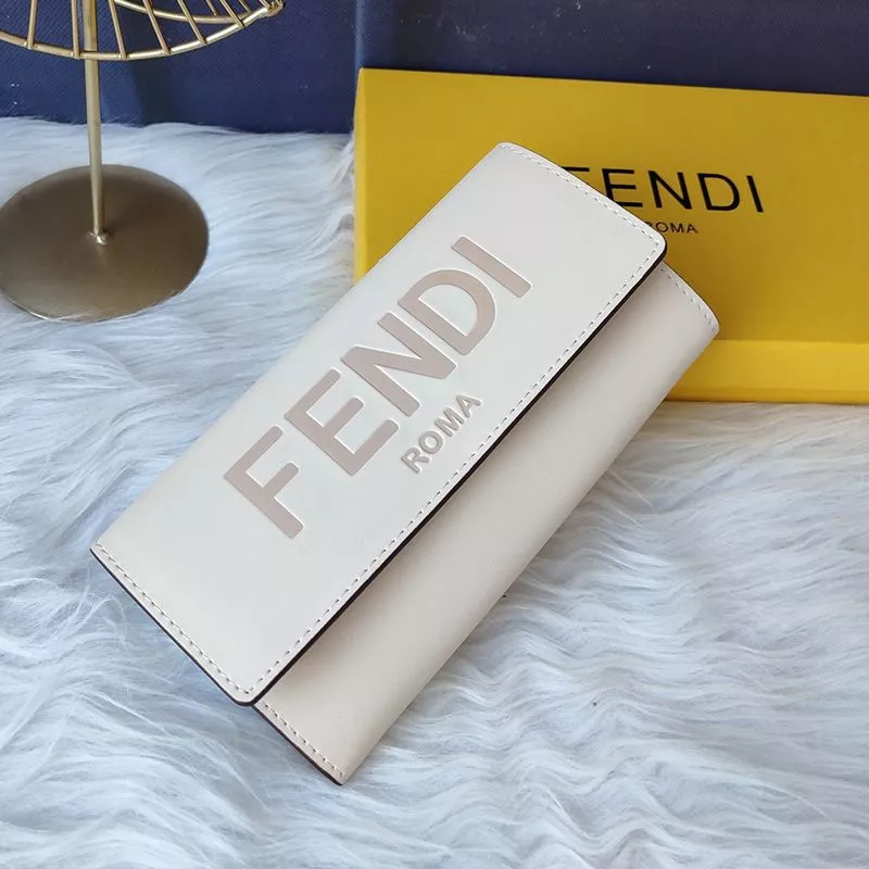 Fendi Continental Wallet In ROMA Logo Calf Leather White 0116 HOT SALE