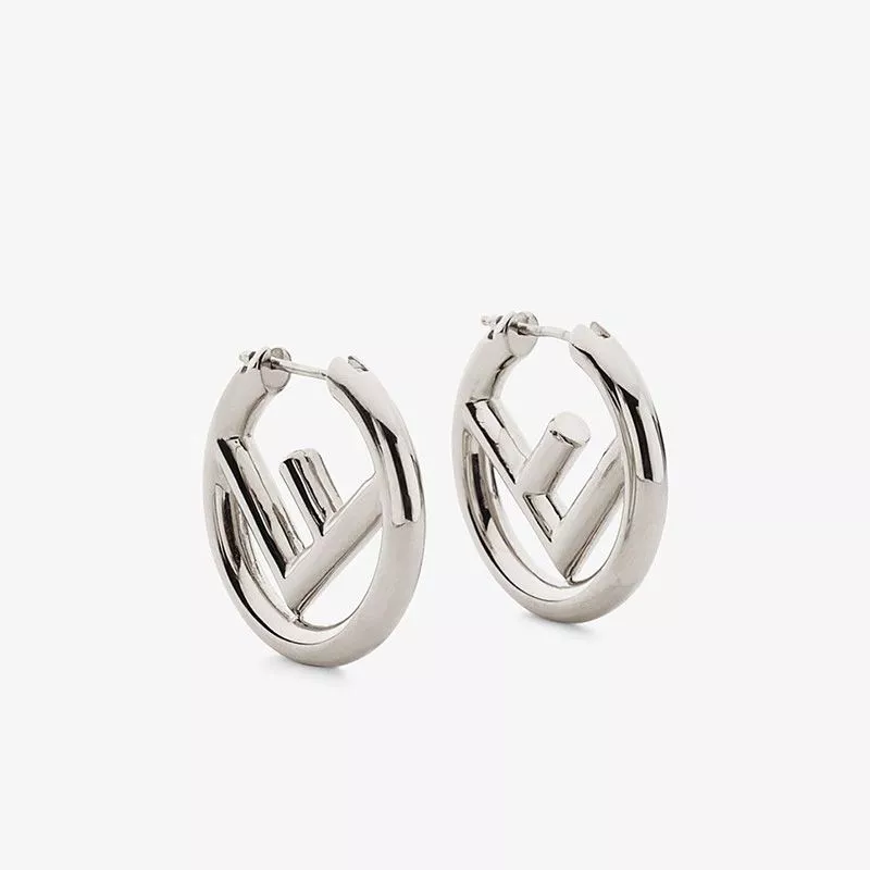 F is Fendi Small Hoop Earrings In Metal Palladium 0115 HOT SALE