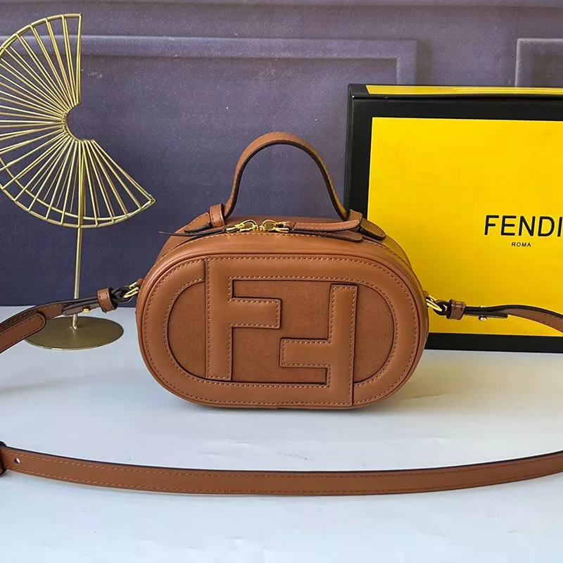 Fendi Mini O'Lock Camera Case In Calf Leather Brown 0117 HOT SALE