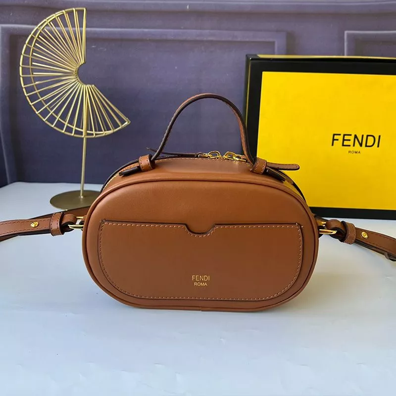 Cheap Fendi Mini O'Lock Camera Case In Calf Leather Brown 0117 HOT SALE