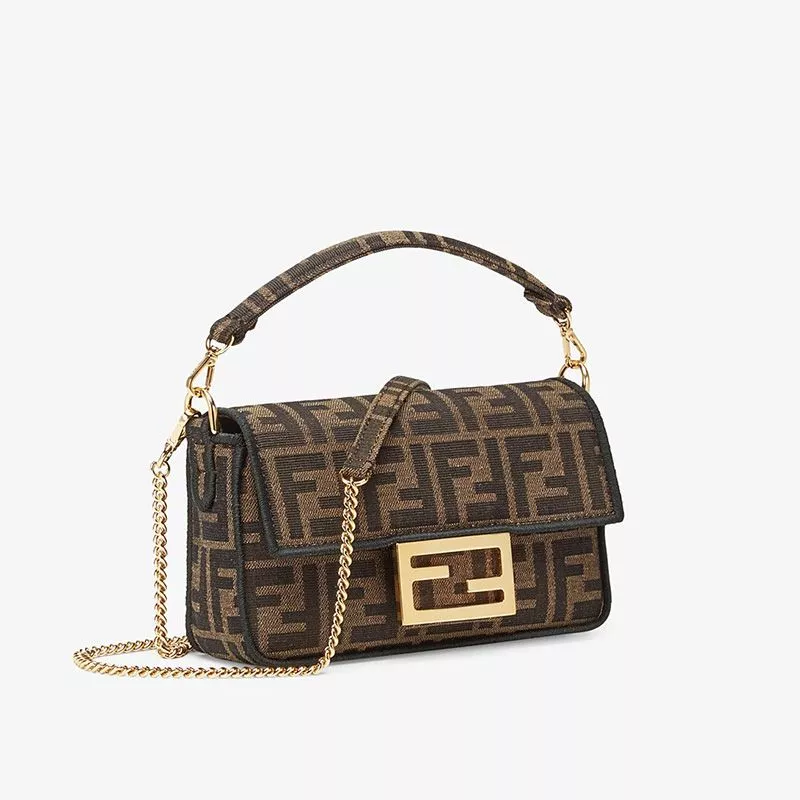 Cheap Fendi Mini Baguette Bag In FF Motif Fabric Brown 0117 HOT SALE