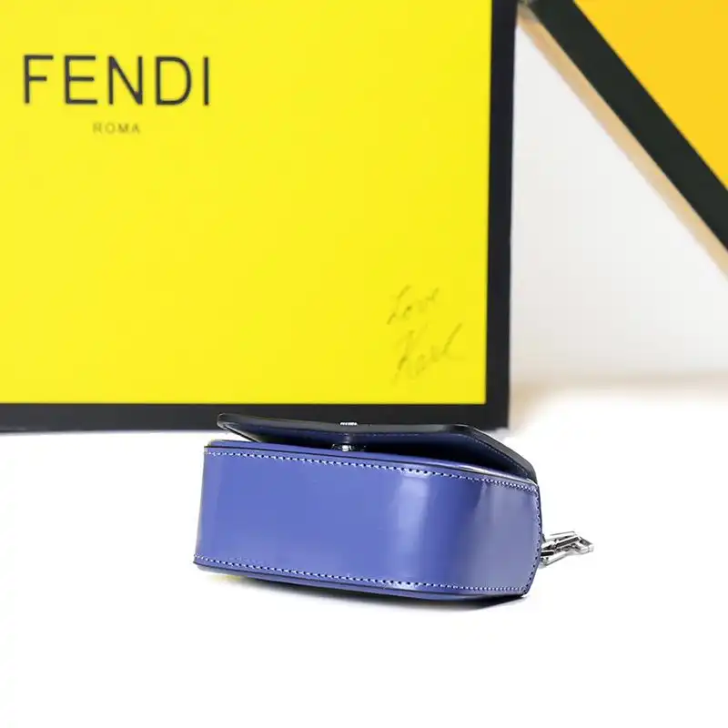 Cheap Fendi Nano F Bag In Calf Leather Blue 0124 HOT SALE