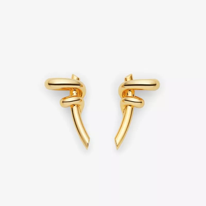 Fendi Filo F Earrings In Metal Gold 0115 HOT SALE