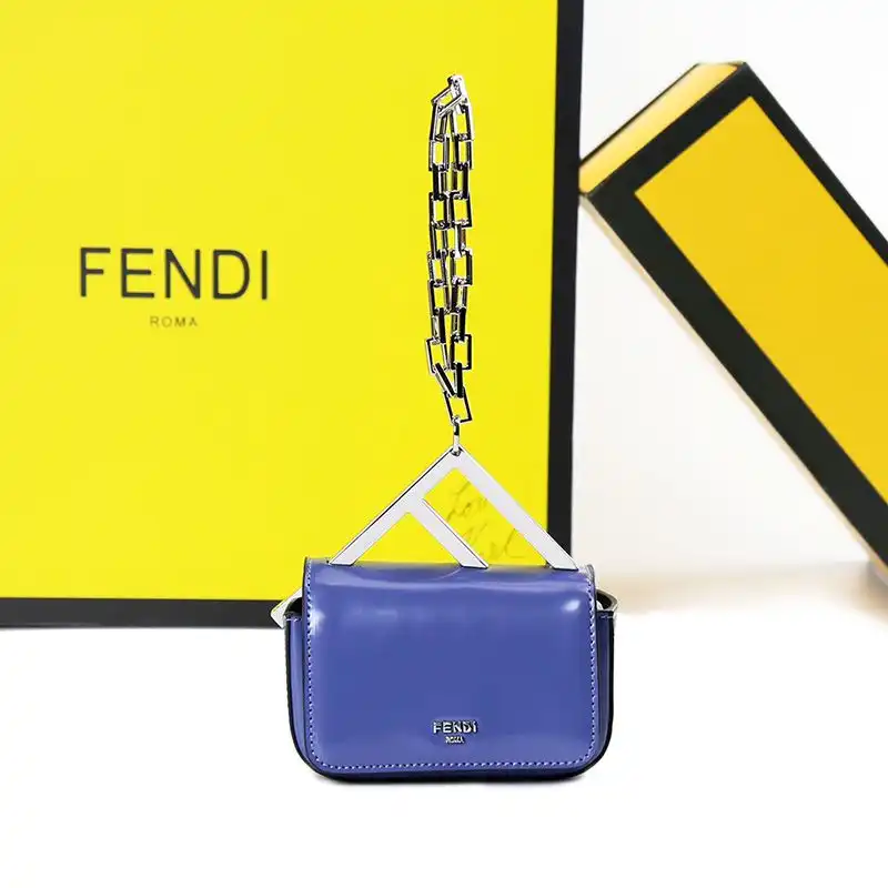 Fendi Nano F Bag In Calf Leather Blue 0124 HOT SALE