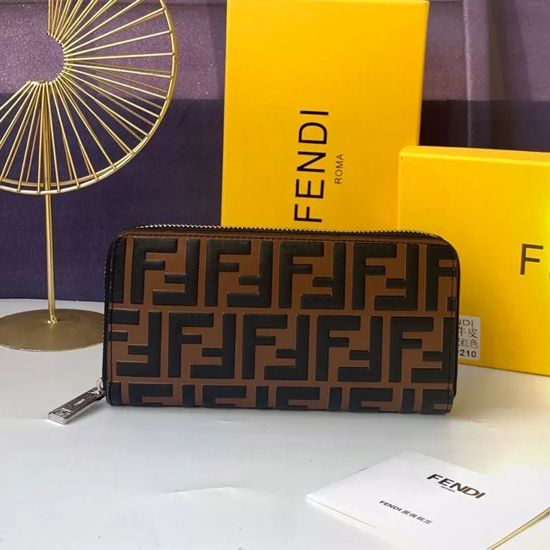 Fendi Zip Around Wallet In FF Motif Nappa Leather Coffee 0116 HOT SALE