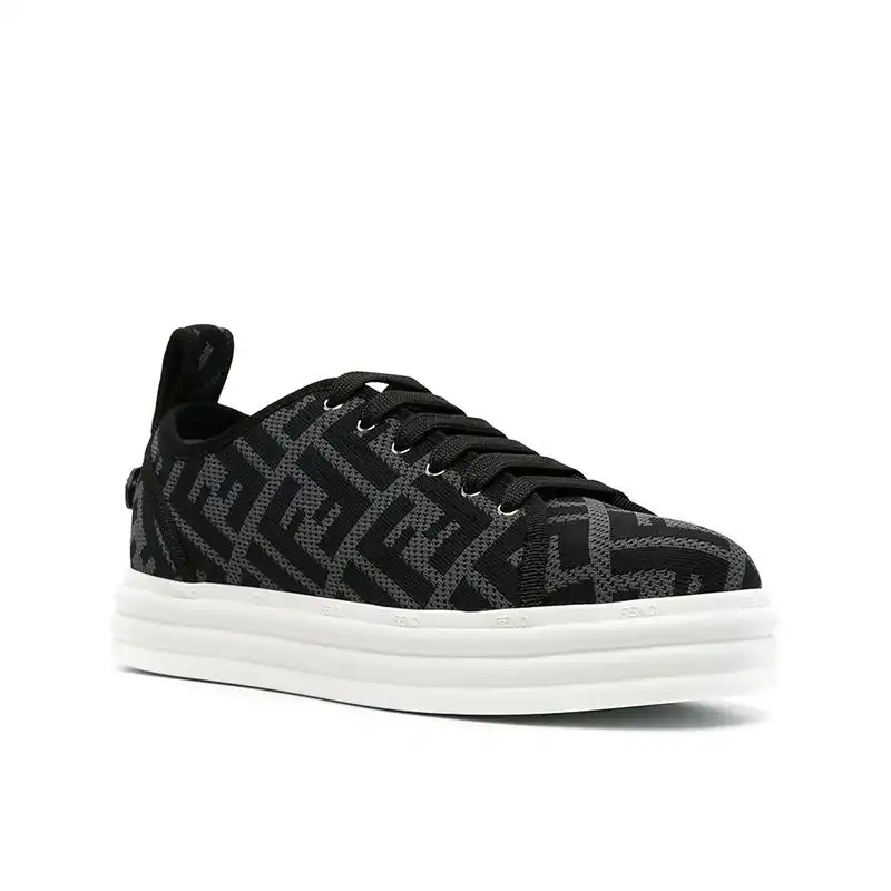 Fendi Rise Sneakers Women FF Motif Fabric Black 0130 HOT SALE