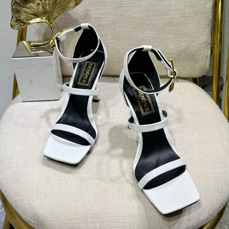 Affordable Fendi 110 Sandals with Fendace Embellished Women Patent Leather White 0119 HOT SALE