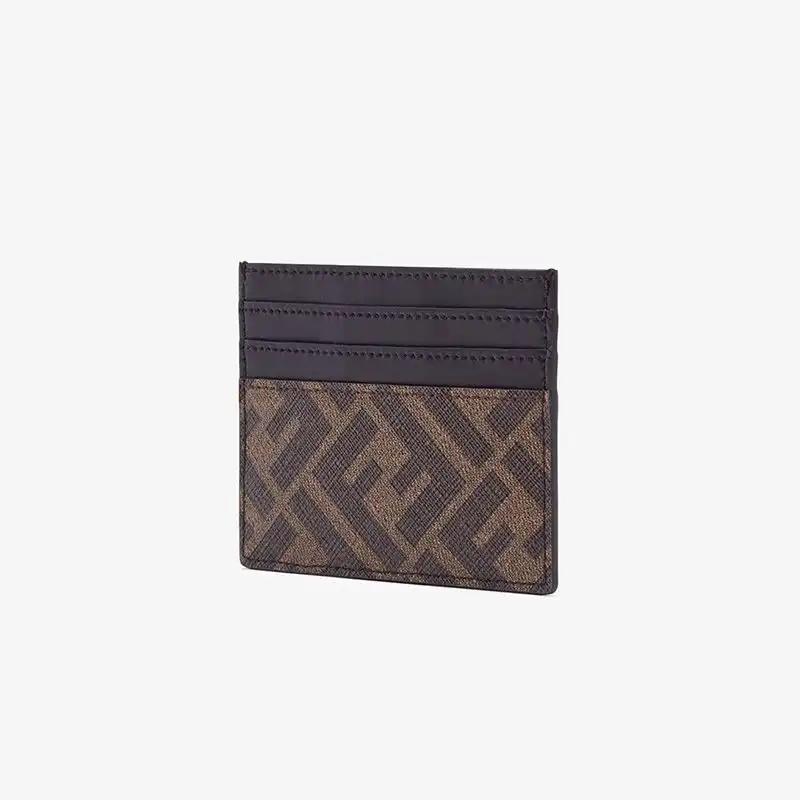 Cheap Fendi Card Holder In FF Motif Fabric Brown Red 0129 HOT SALE