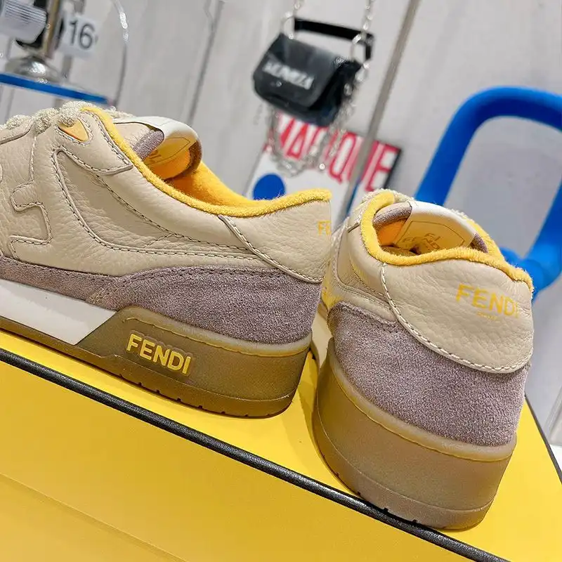 Affordable Fendi Match Compact Sneakers Unisex Suede Beige 0128 HOT SALE