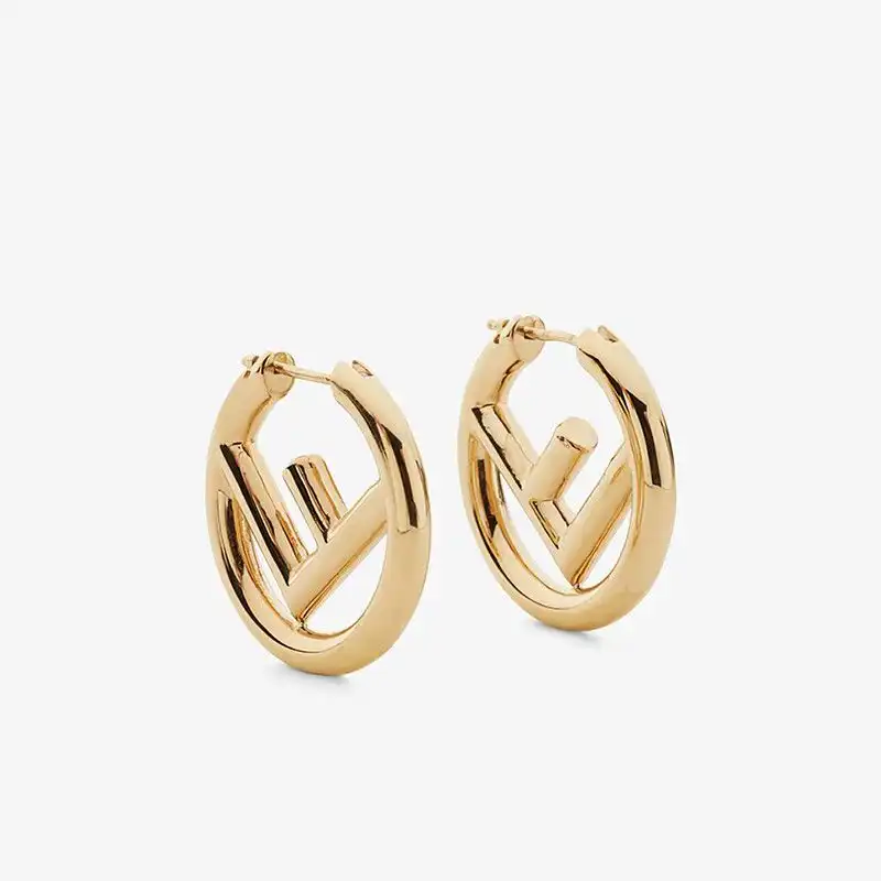 F is Fendi Small Hoop Earrings In Metal Gold 0125 HOT SALE