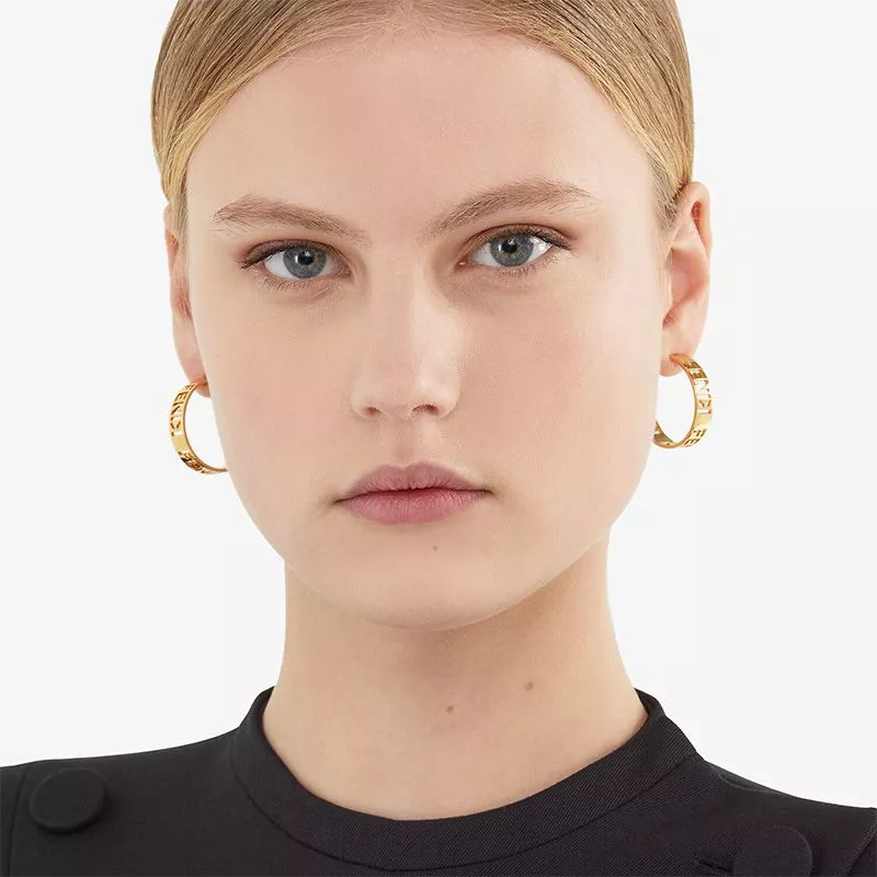 Cheap Fendi Small Forever Hoop Earrings In Laser Cut Metal Gold 0115 HOT SALE