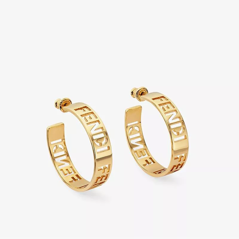 Fendi Small Forever Hoop Earrings In Laser Cut Metal Gold 0115 HOT SALE