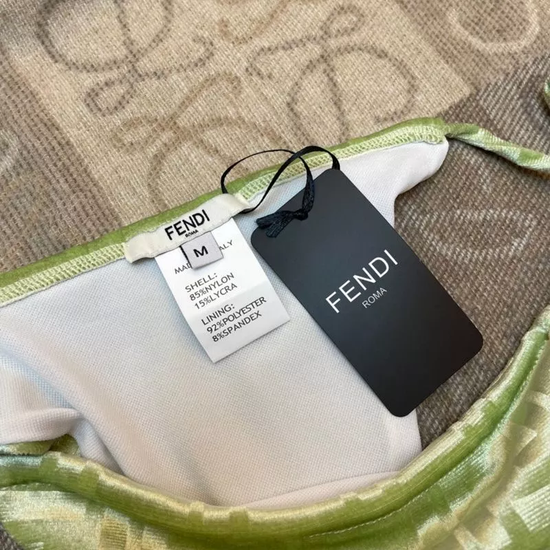 Affordable Fendi Triangular Bikini with Ties Women FF Motif Lycra Green 0120 HOT SALE