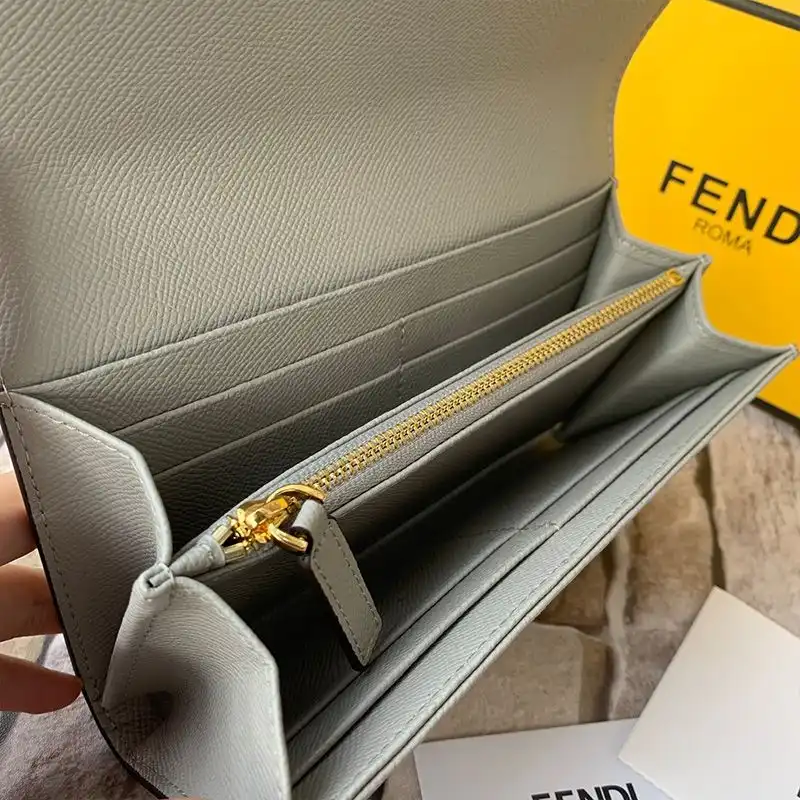 Affordable F is Fendi Continental Wallet In Calf Leather Grey 0129 HOT SALE