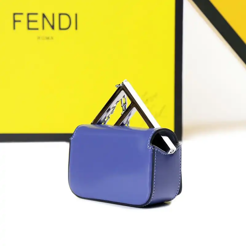 Cheap Fendi Nano F Bag In Calf Leather Blue 0124 HOT SALE