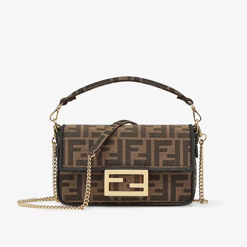 Fendi Mini Baguette Bag In FF Motif Fabric Brown 0117 HOT SALE