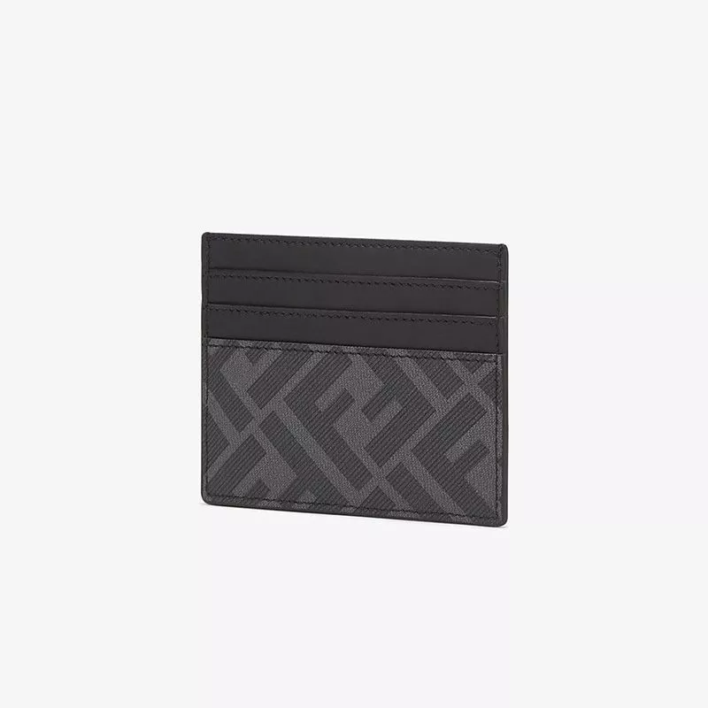 Affordable Fendi Card Holder In FF Motif Fabric Black Yellow 0116 HOT SALE