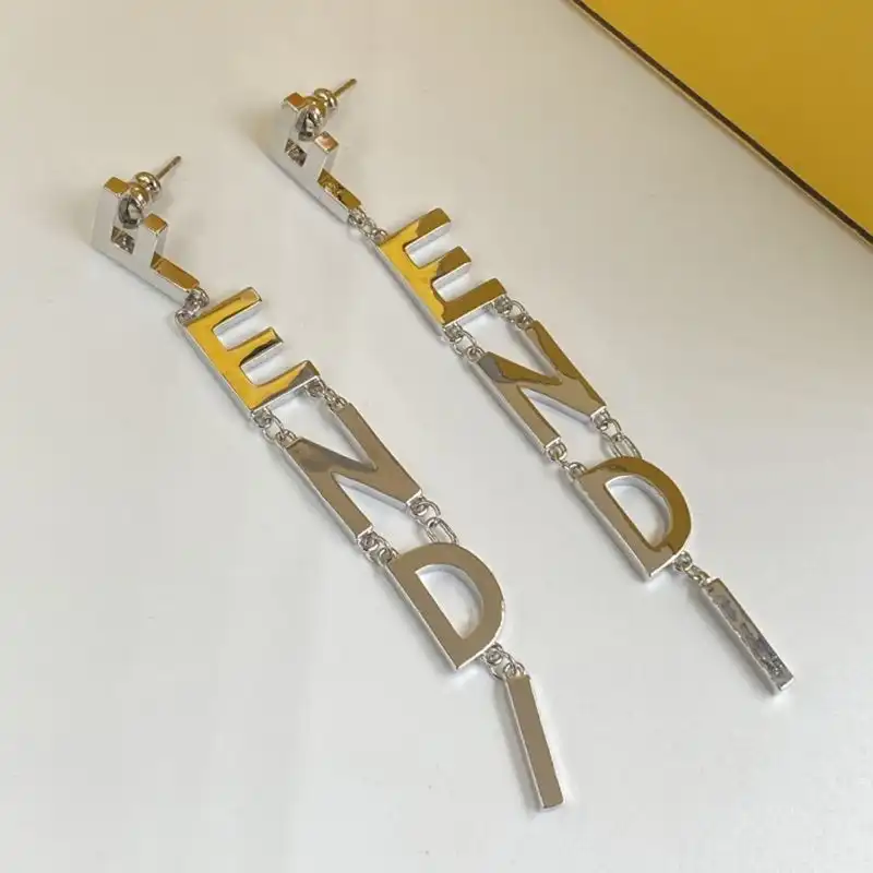 Affordable Fendi Fendigraphy Drop Earrings In Metal Palladium 0125 HOT SALE