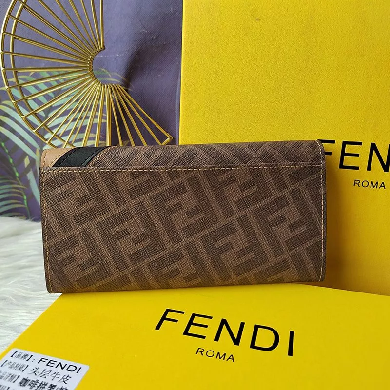 Affordable Fendi Continental Wallet In FF Motif Fabric Brown Black 0116 HOT SALE