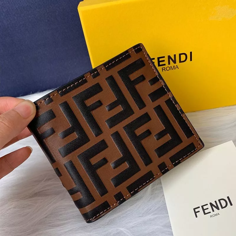 Fendi Bi-fold Wallet In FF Motif Nappa Leather Coffee 0116 HOT SALE