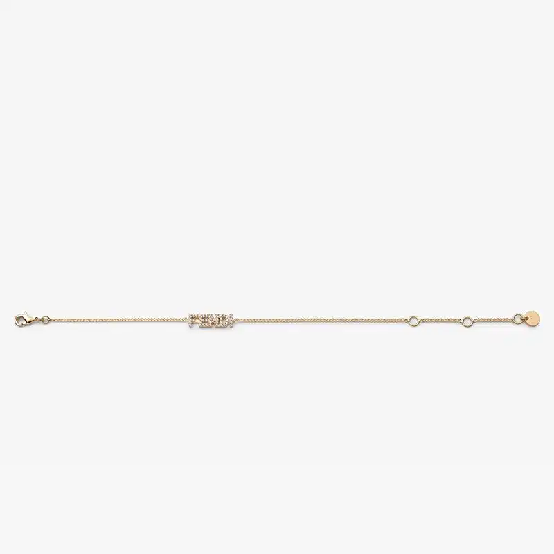 Fendi Fendigraphy Chain Bracelet In Metal with Crystals Gold 0205 HOT SALE