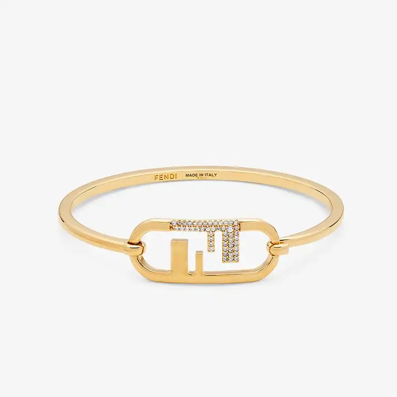 Fendi O'Lock Oval Bracelet In Metal with Crystals Gold 0202 HOT SALE