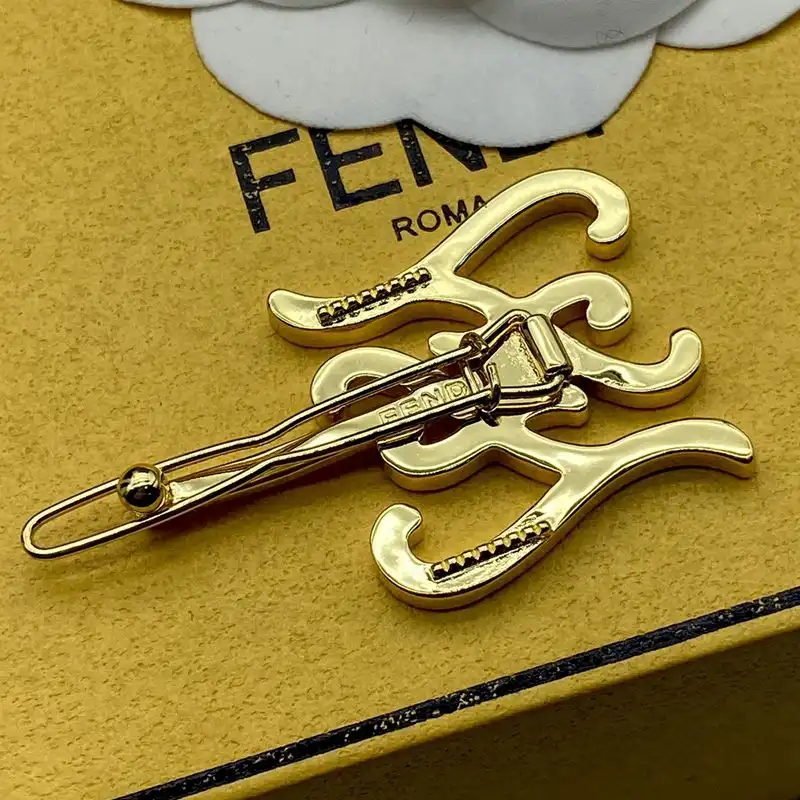 Affordable Fendi Karligraphy Hair Clip In Metal with Enamel Gold Purple 0205 HOT SALE