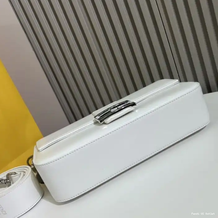 Affordable Tiffany Medium Leather Baguette In Fendi Smooth White Bag 0316 HOT SALE