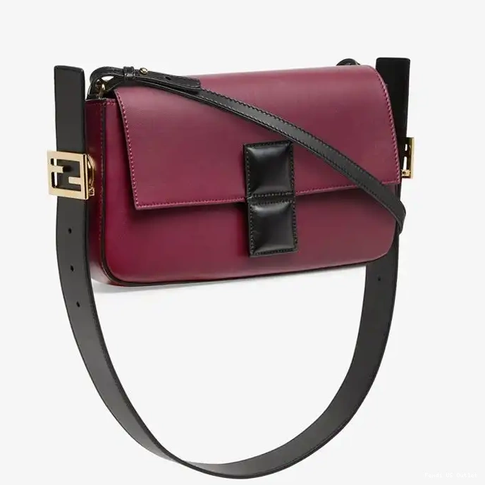 Cheap Leather Medium Nappa Fendi Twist Baguette Burgundy Bag In 0316 HOT SALE