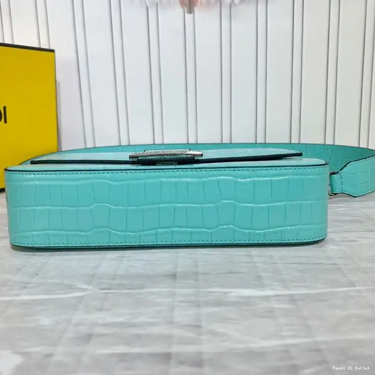 Affordable In Crocodile Leather Blue Fendi Tiffany Medium Baguette Bag 0321 HOT SALE