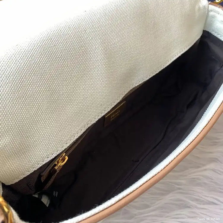 Affordable Baguette Canvas Bag FF Apricot Medium Motif In Fendi 0322 HOT SALE