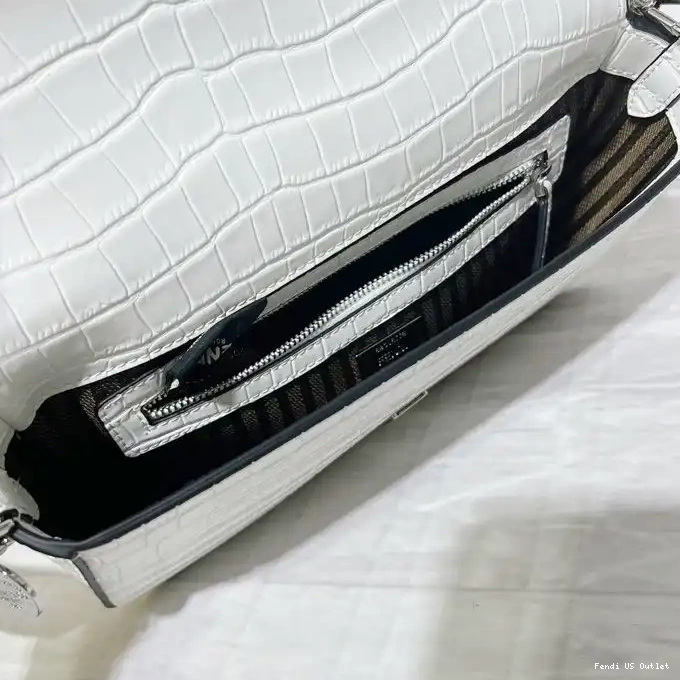 Cheap Crocodile In Tiffany Leather Fendi Baguette Medium White Bag 0321 HOT SALE
