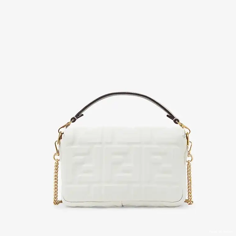 Affordable Bag White Baguette Fendi In Nappa Motif FF Leather Mini 0318 HOT SALE