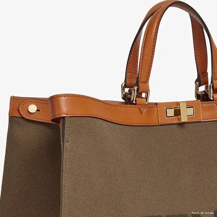 Cheap Medium Fendi X-Tote Peekaboo In Logo Canvas ROMA Brown 0322 HOT SALE