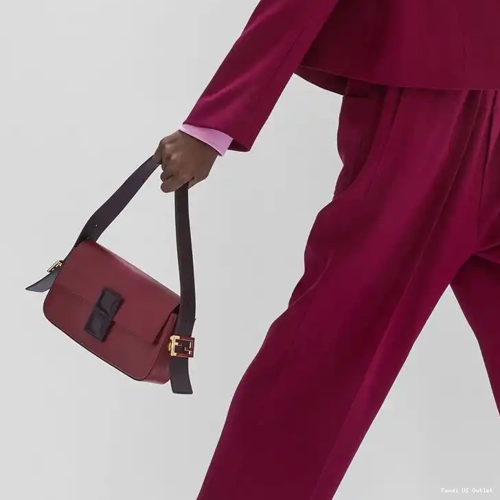 Cheap Leather Medium Nappa Fendi Twist Baguette Burgundy Bag In 0316 HOT SALE