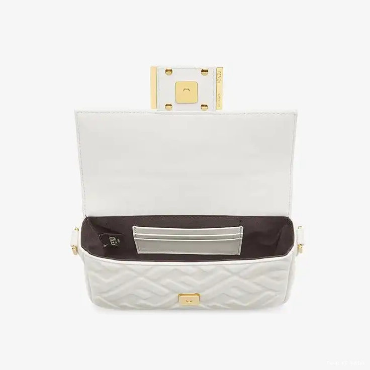 Affordable Bag White Baguette Fendi In Nappa Motif FF Leather Mini 0318 HOT SALE