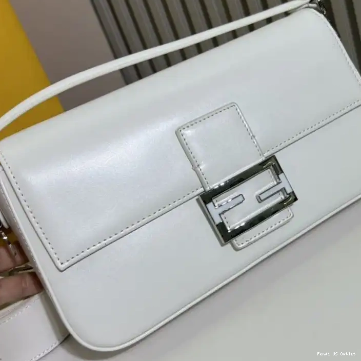 Affordable Tiffany Medium Leather Baguette In Fendi Smooth White Bag 0316 HOT SALE
