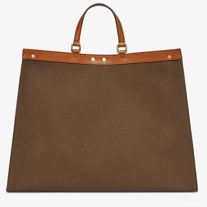 Cheap Medium Fendi X-Tote Peekaboo In Logo Canvas ROMA Brown 0322 HOT SALE