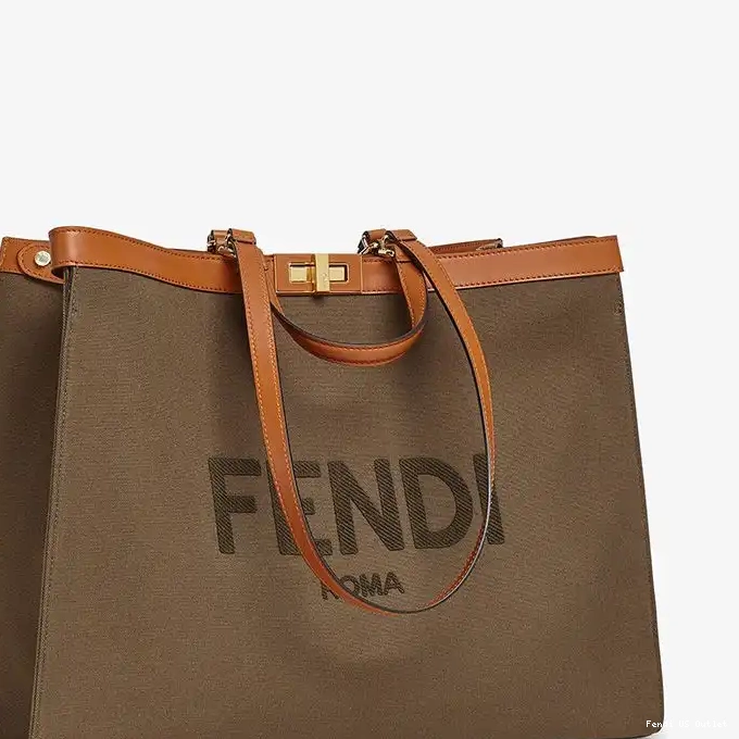 Cheap Medium Fendi X-Tote Peekaboo In Logo Canvas ROMA Brown 0322 HOT SALE