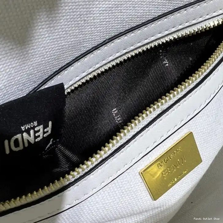 Affordable Fendi Medium Motif Canvas In Multi Bag FF White Baguette 0319 HOT SALE