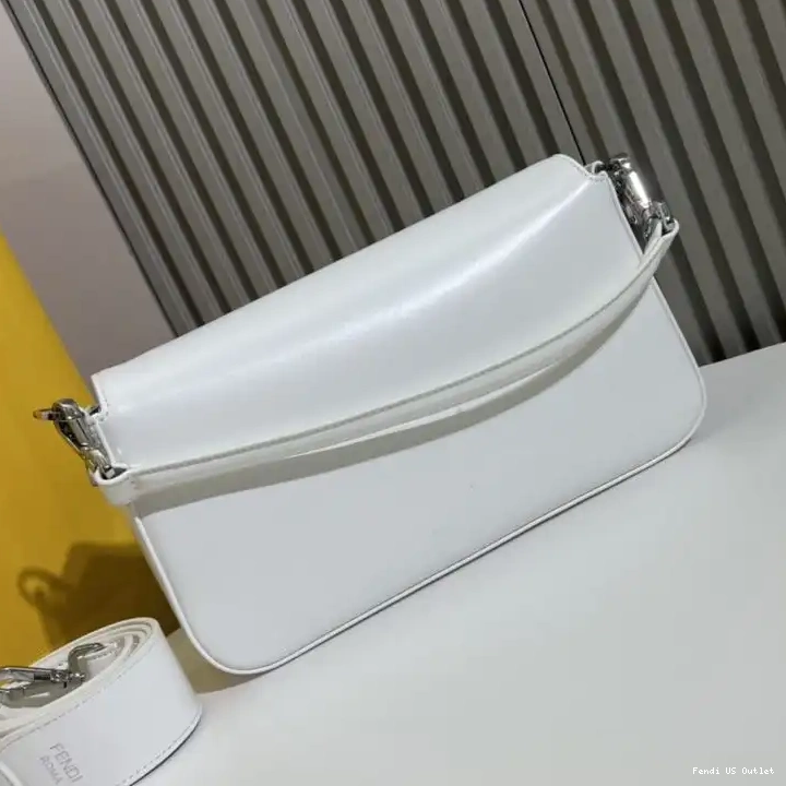 Affordable Tiffany Medium Leather Baguette In Fendi Smooth White Bag 0316 HOT SALE